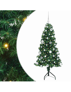 Albero di Natale Artificiale Angolare con 150 LED Verde 150 cm 2