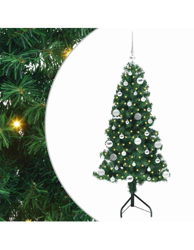 Albero di Natale Artificiale Angolare con 150 LED Verde 150 cm