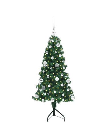Albero di Natale Artificiale Angolare con 150 LED Verde 150 cm