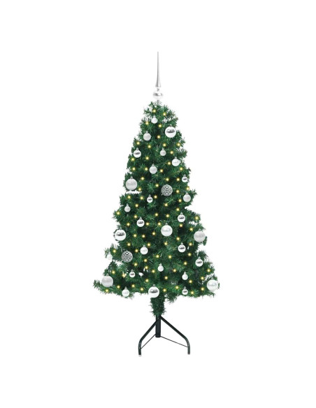 Albero di Natale Artificiale Angolare con 150 LED Verde 150 cm