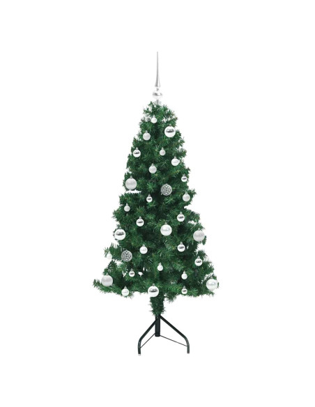 Albero di Natale Artificiale Angolare con 150 LED Verde 150 cm