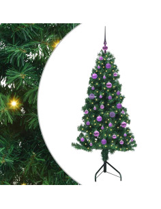 Albero di Natale Artificiale Angolare con 150 LED Verde 150 cm 2