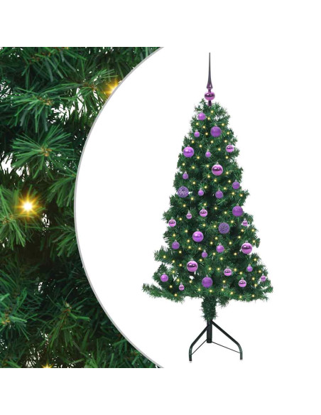 Albero di Natale Artificiale Angolare con 150 LED Verde 150 cm