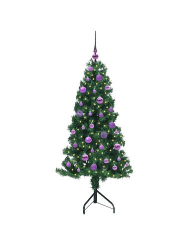 Albero di Natale Artificiale Angolare con 150 LED Verde 150 cm