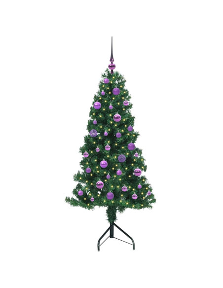 Albero di Natale Artificiale Angolare con 150 LED Verde 150 cm