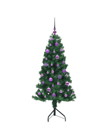 Albero di Natale Artificiale Angolare con 150 LED Verde 150 cm