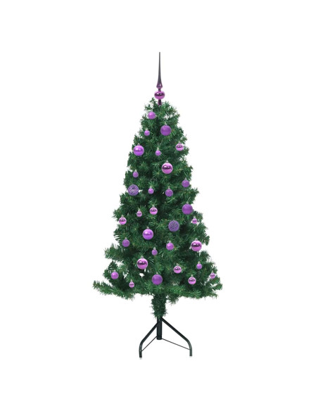 Albero di Natale Artificiale Angolare con 150 LED Verde 150 cm