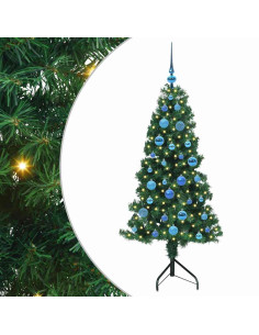 Albero di Natale Artificiale Angolare con 150 LED Verde 150 cm 2