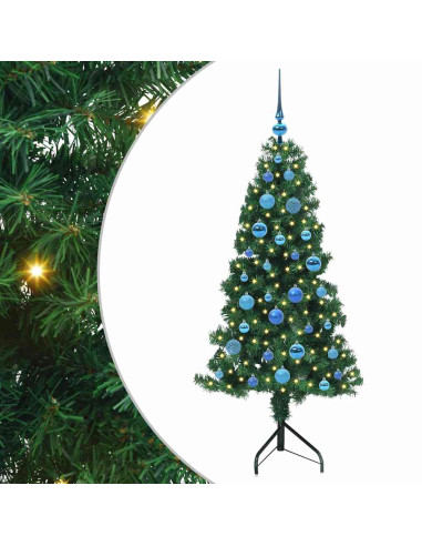 Albero di Natale Artificiale Angolare con 150 LED Verde 150 cm