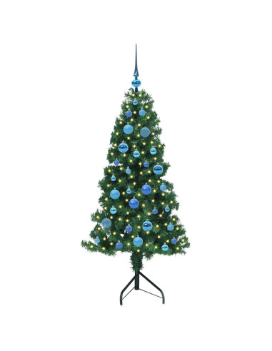 Albero di Natale Artificiale Angolare con 150 LED Verde 150 cm