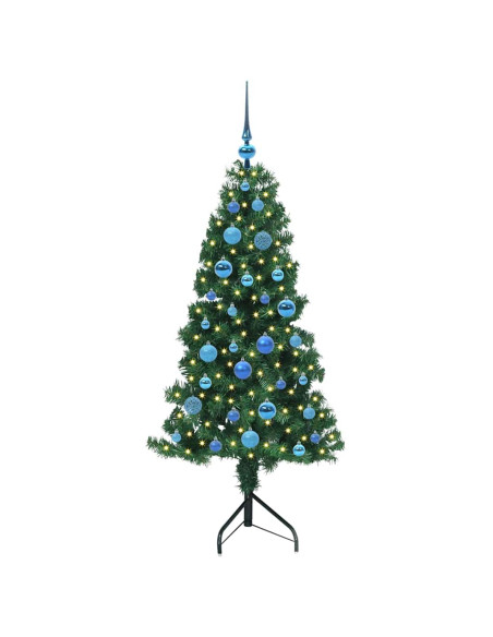 Albero di Natale Artificiale Angolare con 150 LED Verde 150 cm