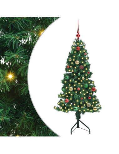 Albero di Natale Artificiale Angolare con 150 LED Verde 150 cm