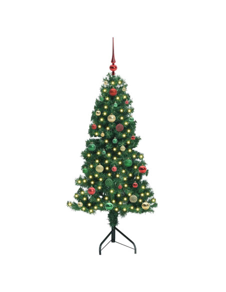 Albero di Natale Artificiale Angolare con 150 LED Verde 150 cm