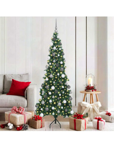 Albero di Natale Artificiale Angolare con 300 LED Verde 180 cm 2