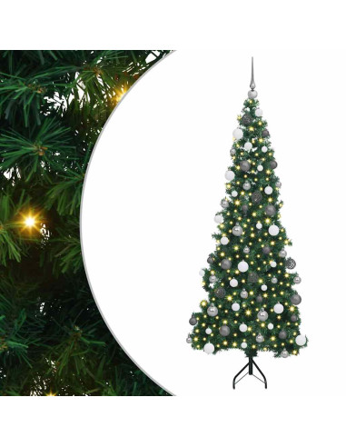 Albero di Natale Artificiale Angolare con 300 LED Verde 180 cm