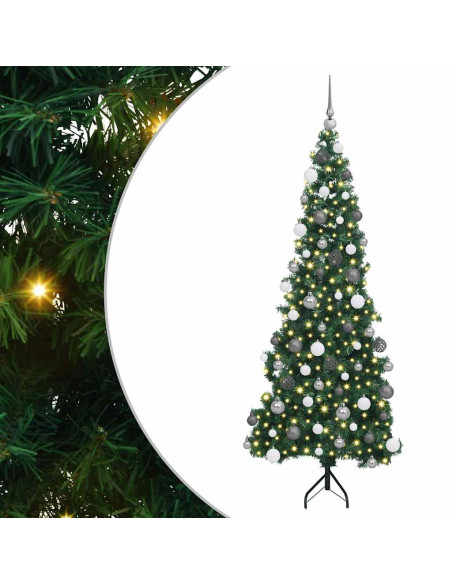 Albero di Natale Artificiale Angolare con 300 LED Verde 180 cm