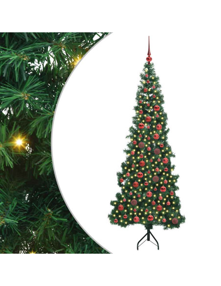 Albero di Natale Artificiale Angolare con 300 LED Verde 180 cm