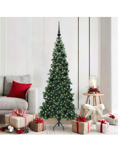 Albero di Natale Artificiale Angolare con 300 LED Verde 180 cm 2