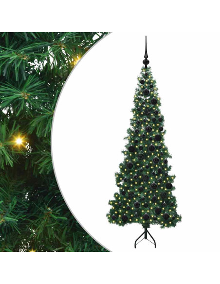 Albero di Natale Artificiale Angolare con 300 LED Verde 180 cm