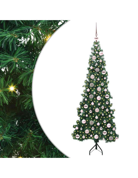 Albero di Natale Artificiale Angolare con 300 LED Verde 180 cm