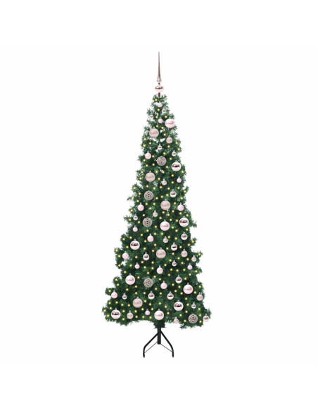 Albero di Natale Artificiale Angolare con 300 LED Verde 180 cm