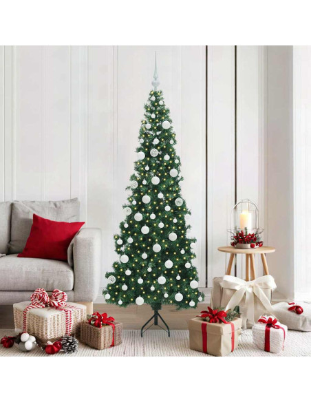 Albero di Natale Artificiale Angolare con 300 LED Verde 180 cm