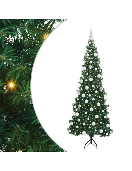 Albero di Natale Artificiale Angolare con 300 LED Verde 180 cm