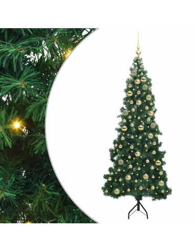 Albero di Natale Artificiale Angolare con 300 LED Verde 180 cm
