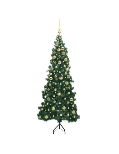 Albero di Natale Artificiale Angolare con 300 LED Verde 180 cm