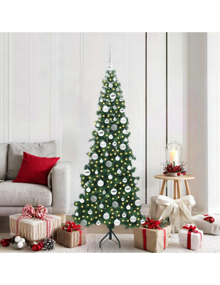 Albero di Natale Artificiale Angolare con 300 LED Verde 180 cm