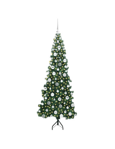 Albero di Natale Artificiale Angolare con 300 LED Verde 180 cm