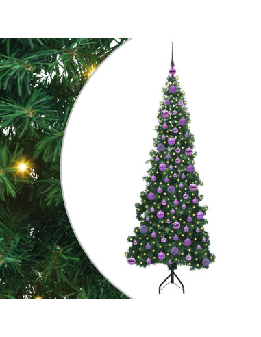 Albero di Natale Artificiale Angolare con 300 LED Verde 180 cm