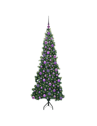 Albero di Natale Artificiale Angolare con 300 LED Verde 180 cm