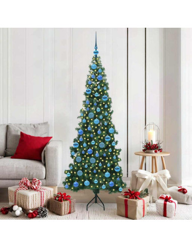 Albero di Natale Artificiale Angolare con 300 LED Verde 180 cm