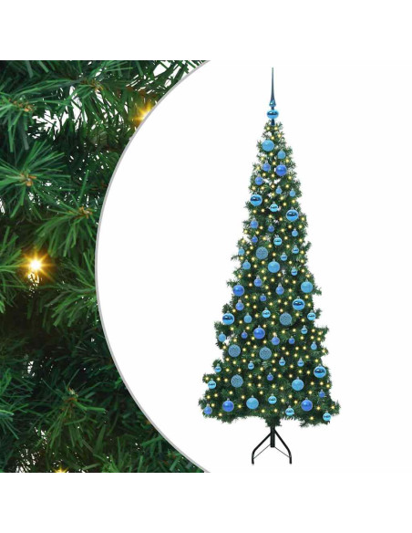 Albero di Natale Artificiale Angolare con 300 LED Verde 180 cm