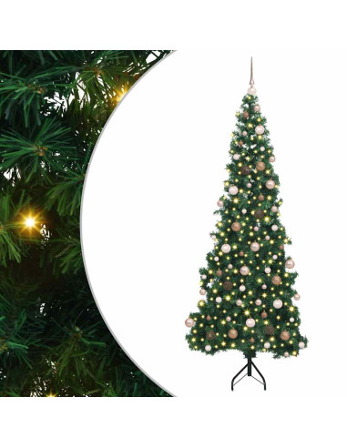 Albero di Natale Artificiale Angolare con 300 LED Verde 210 cm