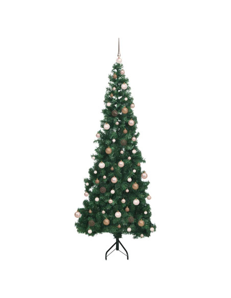 Albero di Natale Artificiale Angolare con 300 LED Verde 210 cm