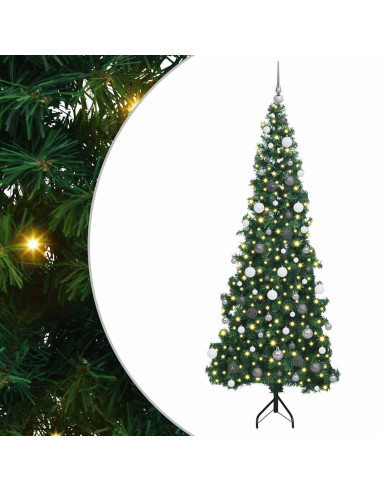 Albero di Natale Artificiale Angolare con 300 LED Verde 210 cm