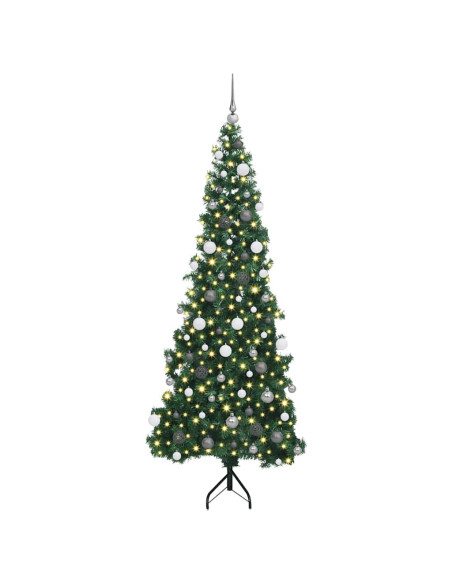 Albero di Natale Artificiale Angolare con 300 LED Verde 210 cm