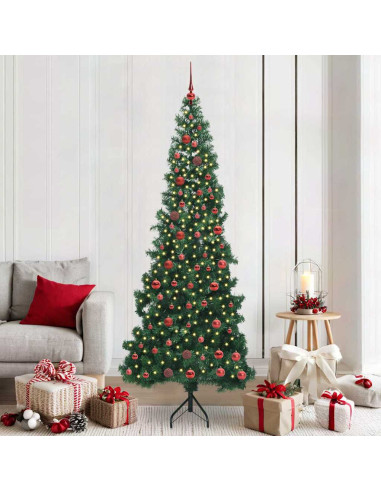 Albero di Natale Artificiale Angolare con 300 LED Verde 210 cm