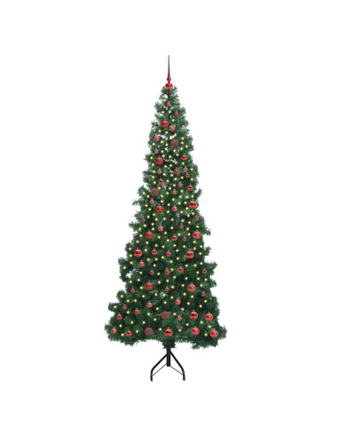 Albero di Natale Artificiale Angolare con 300 LED Verde 210 cm