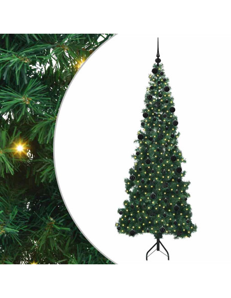 Albero di Natale Artificiale Angolare con 300 LED Verde 210 cm