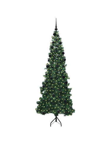 Albero di Natale Artificiale Angolare con 300 LED Verde 210 cm
