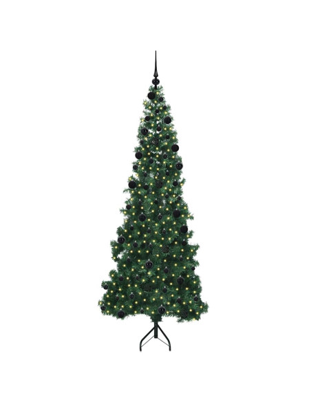 Albero di Natale Artificiale Angolare con 300 LED Verde 210 cm