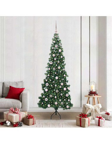 Albero di Natale Artificiale Angolare con 300 LED Verde 210 cm