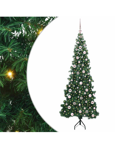 Albero di Natale Artificiale Angolare con 300 LED Verde 210 cm