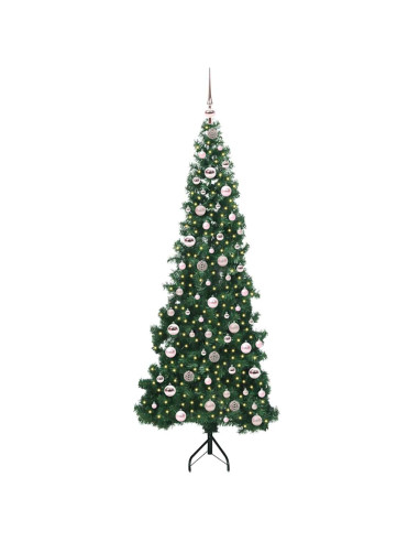 Albero di Natale Artificiale Angolare con 300 LED Verde 210 cm