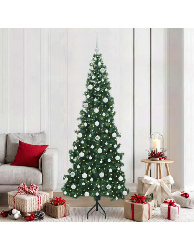 Albero di Natale Artificiale Angolare con 300 LED Verde 210 cm