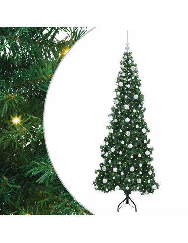 Albero di Natale Artificiale Angolare con 300 LED Verde 210 cm