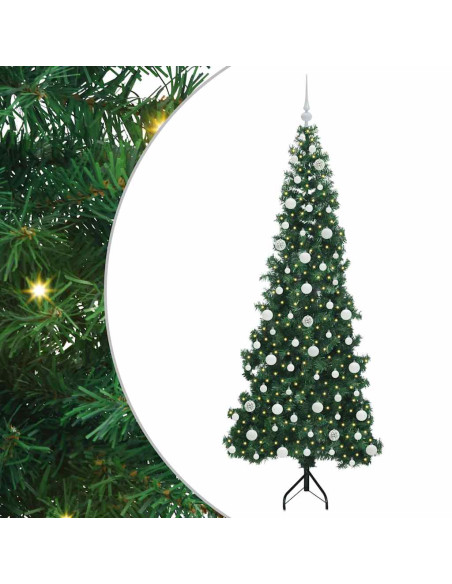 Albero di Natale Artificiale Angolare con 300 LED Verde 210 cm